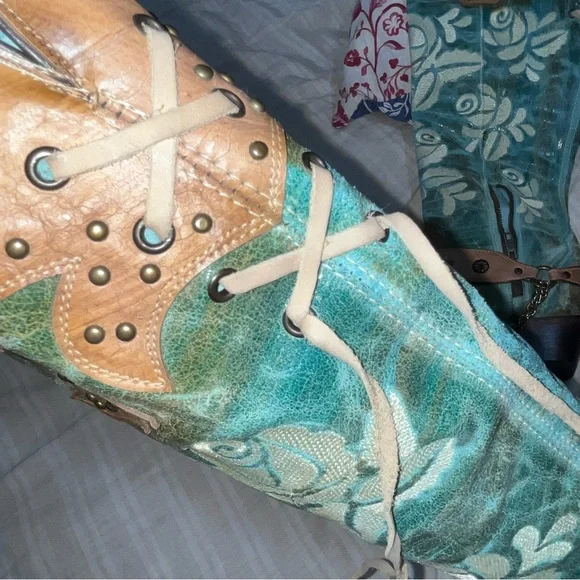 Corral Rose Brown Teal Embroidered Boots western Lace Cowboy Country 10.5 10 - Picture 9 of 11